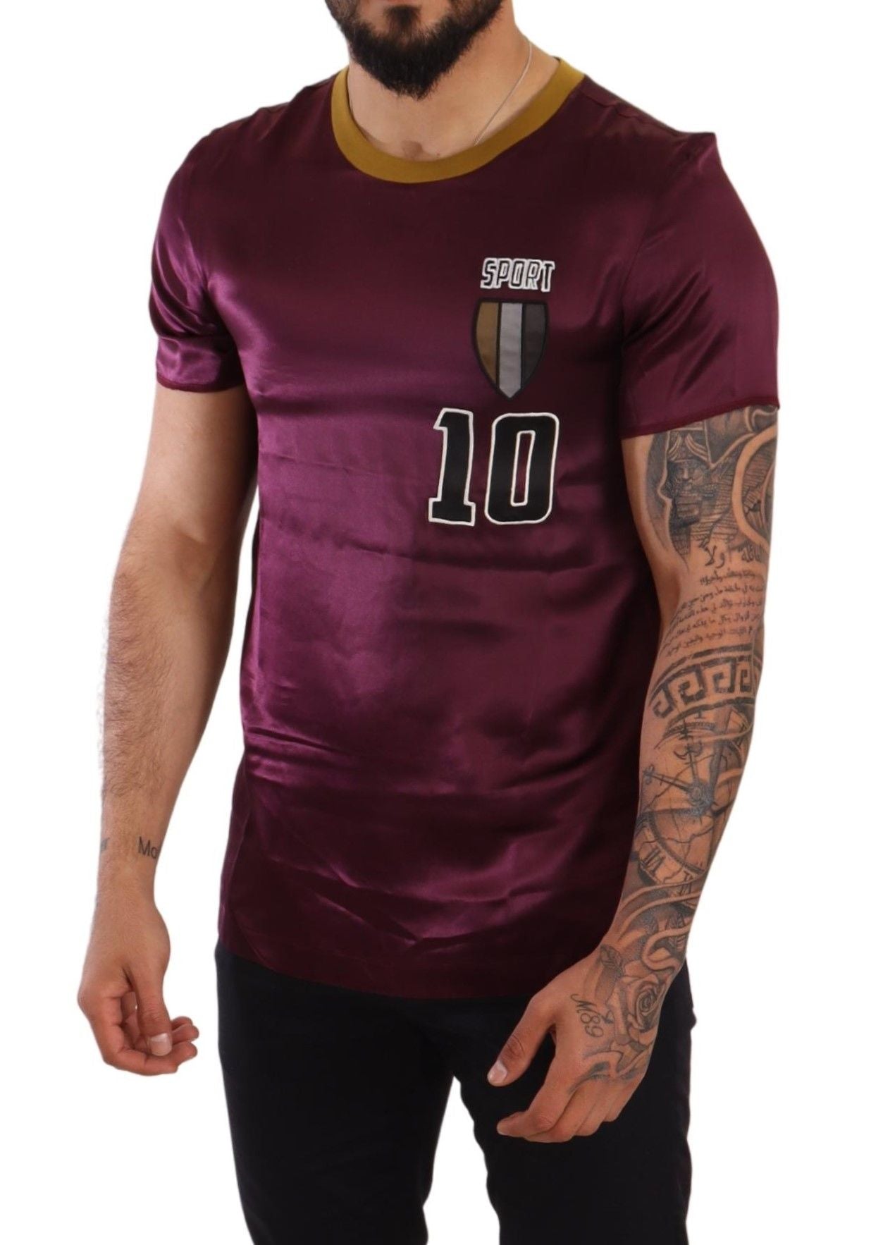 Elegant Purple Silk Short Sleeve T-Shirt - ventzia