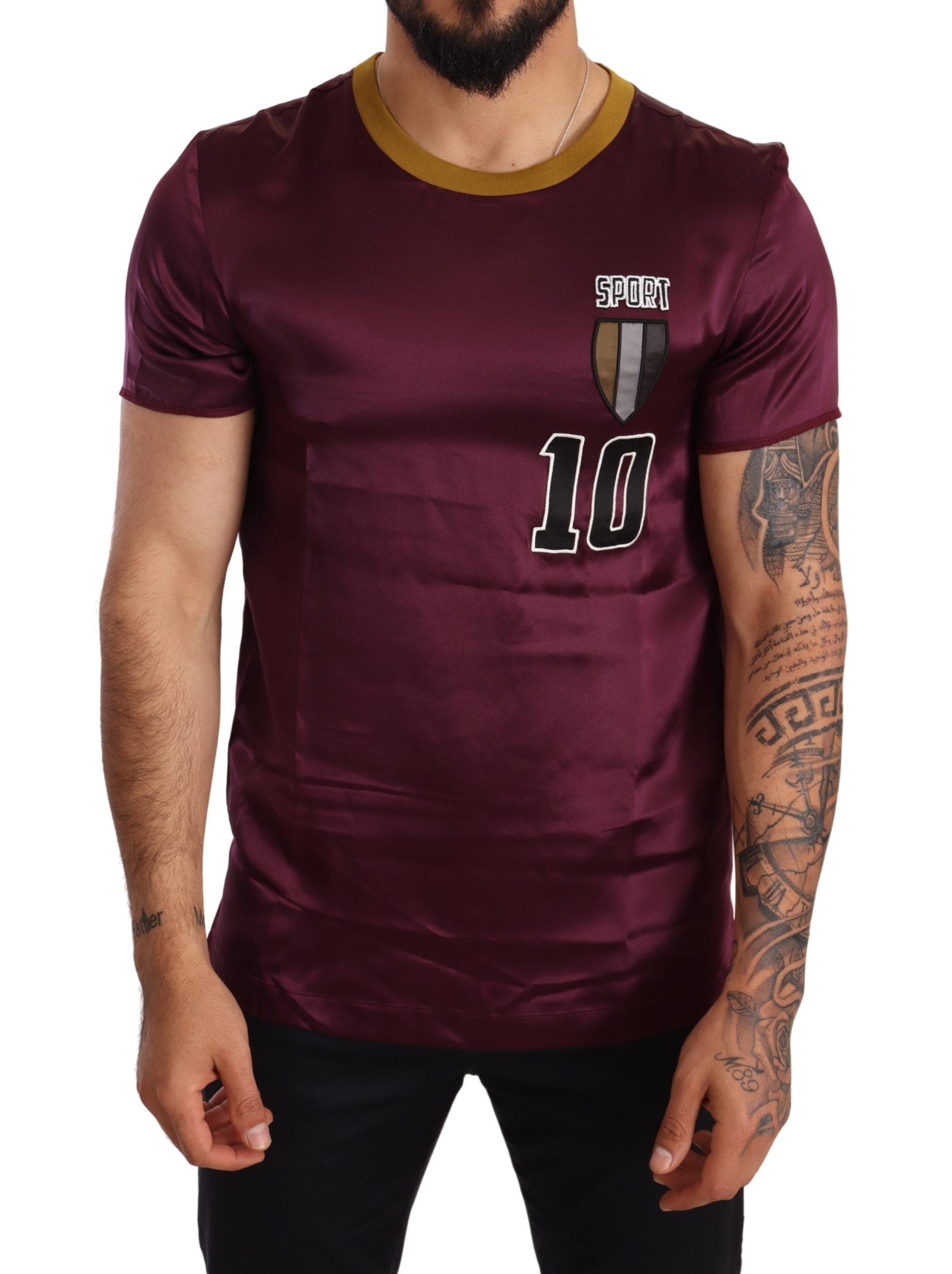 Elegant Purple Silk Short Sleeve T-Shirt - ventzia