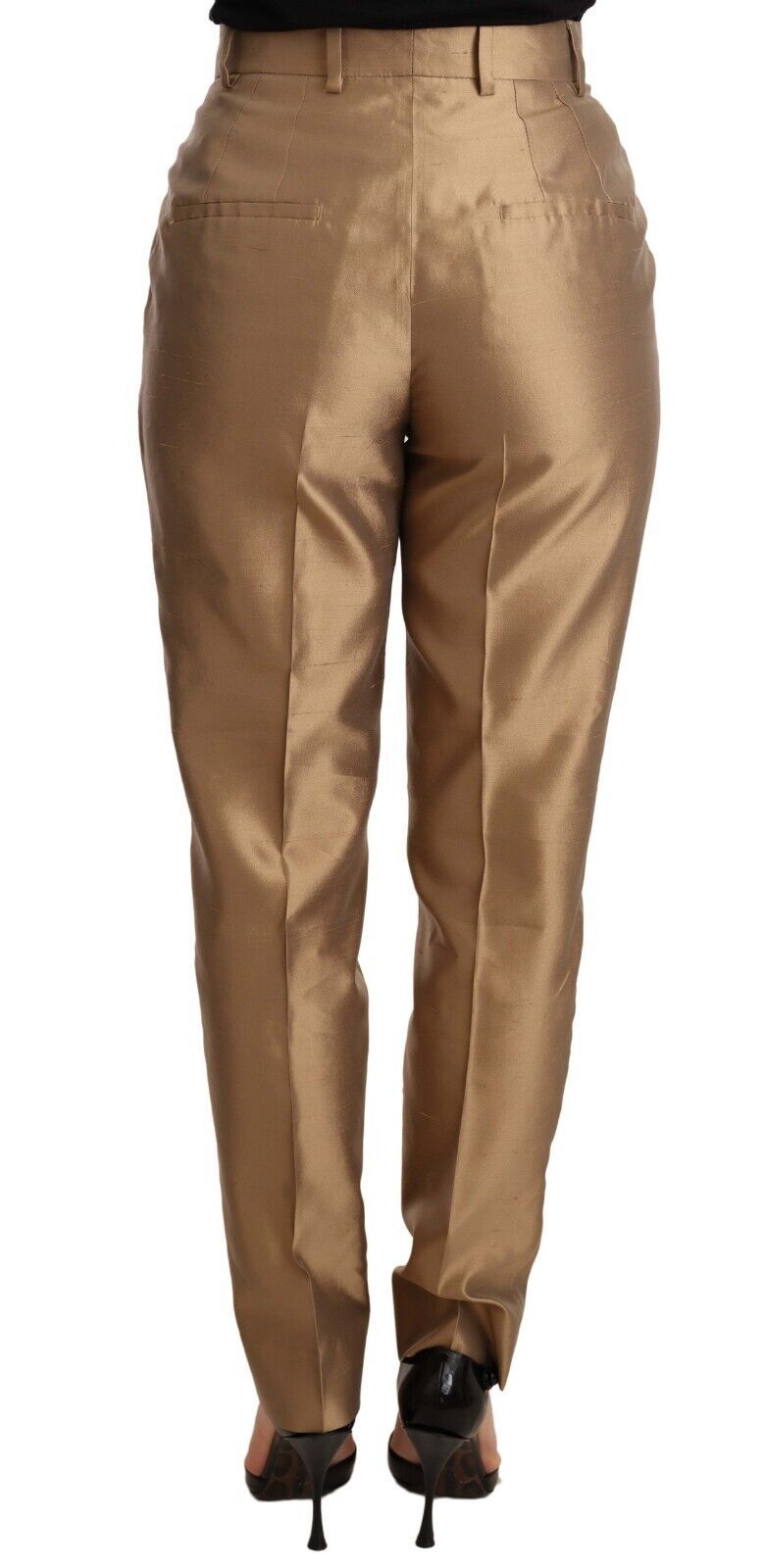 Elegant Tapered Silk Trousers in Gold - ventzia