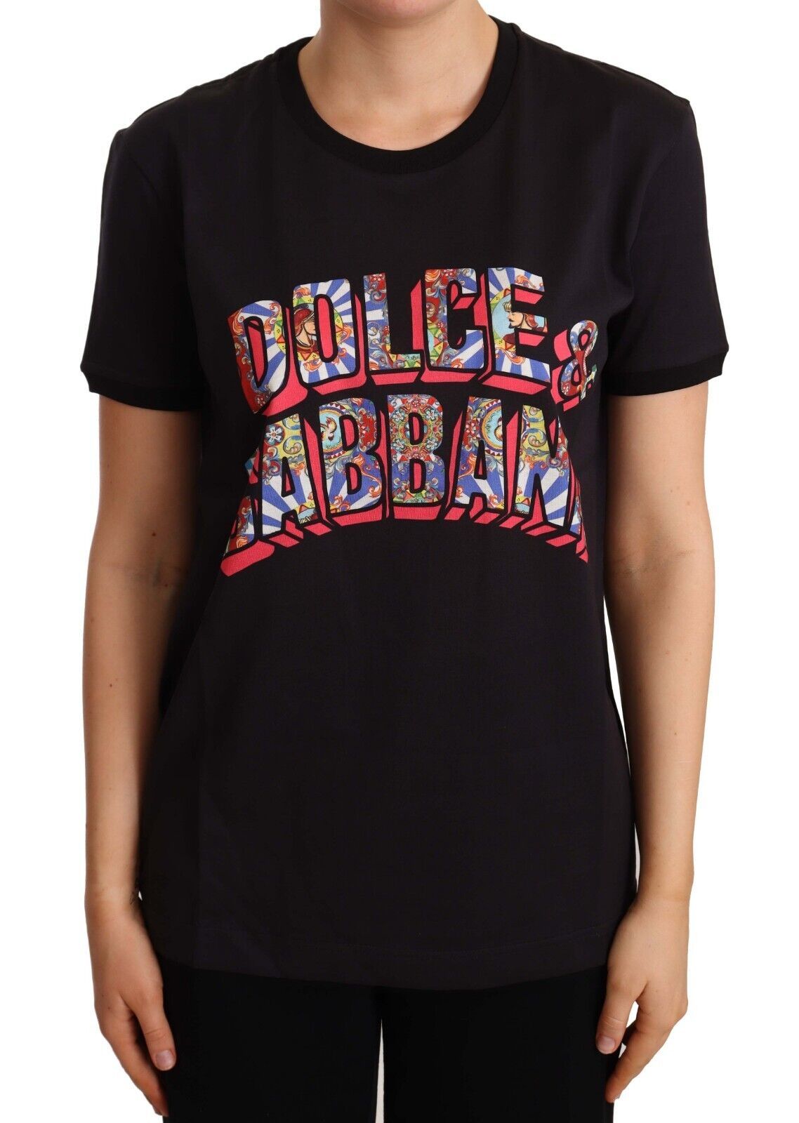 Elegant Black Cotton Logo Tee - ventzia