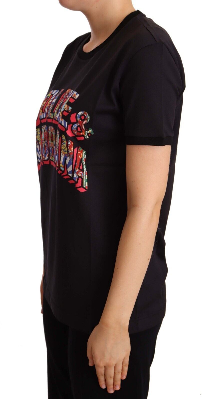 Elegant Black Cotton Logo Tee - ventzia