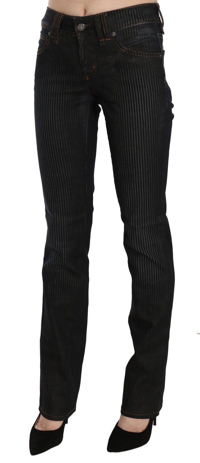 Elegant Black Slim Fit Corduroy Jeans - ventzia