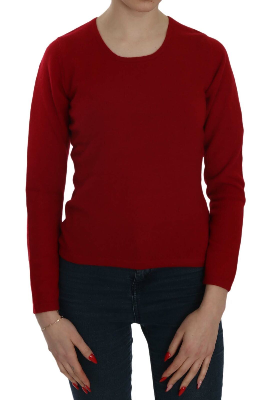 Elegant Red Cashmere Pullover Blouse - ventzia