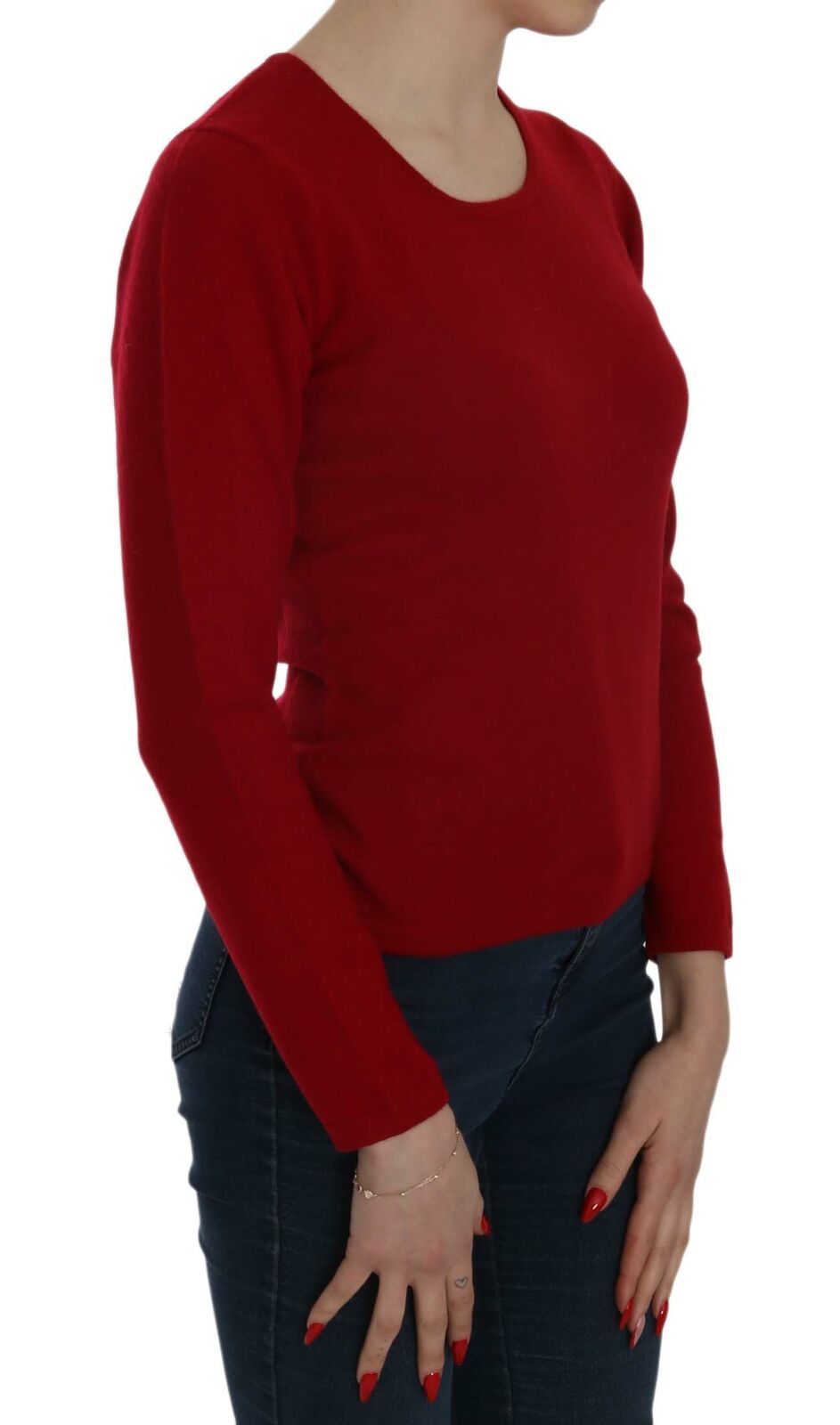 Elegant Red Cashmere Pullover Blouse - ventzia