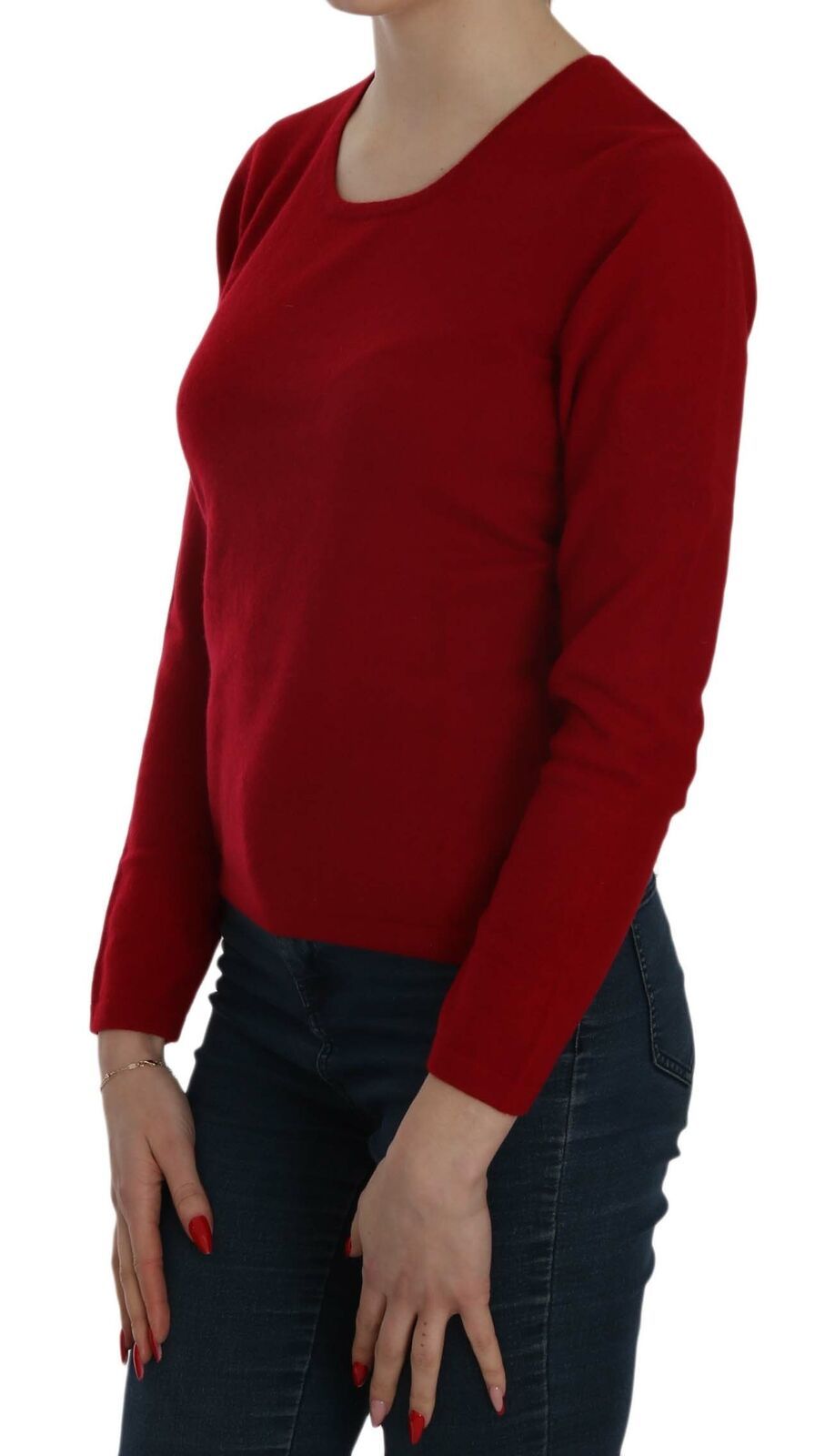 Elegant Red Cashmere Pullover Blouse - ventzia