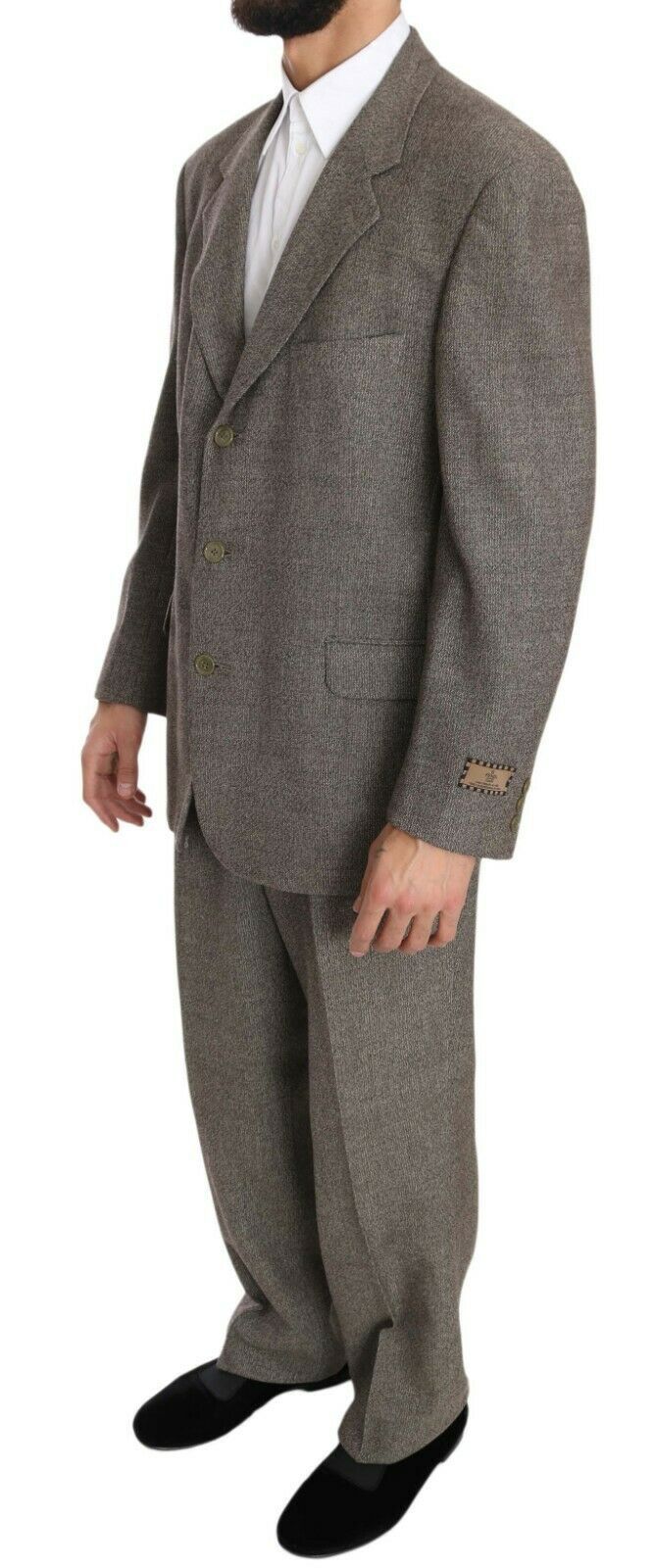 Elegant Light Brown Wool Men's Suit - ventzia