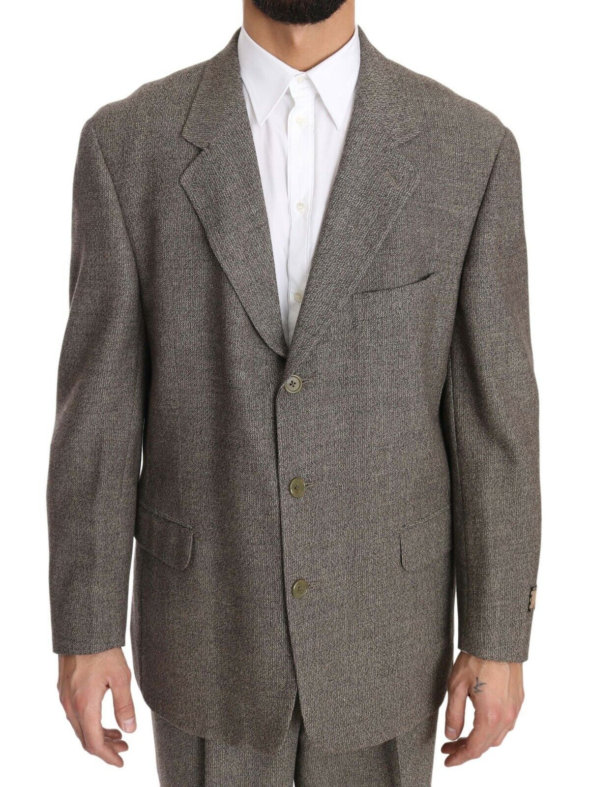 Elegant Light Brown Wool Men's Suit - ventzia