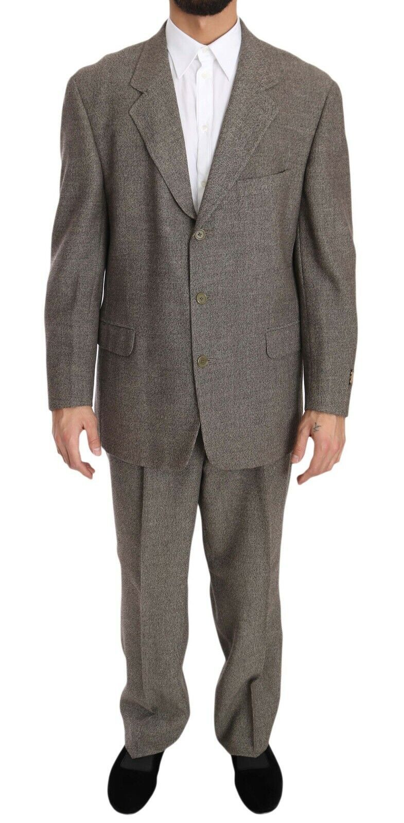 Elegant Light Brown Wool Men's Suit - ventzia