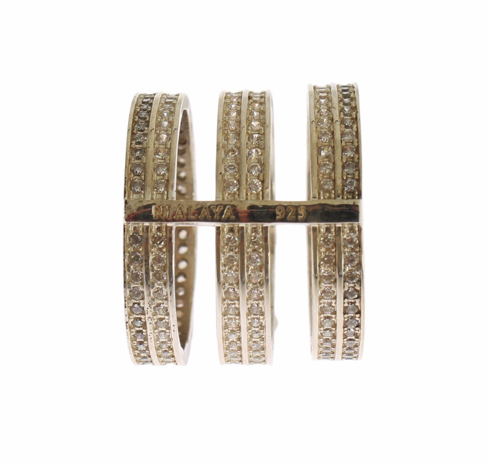 Silver Crystal Adorned Statement Ring - ventzia