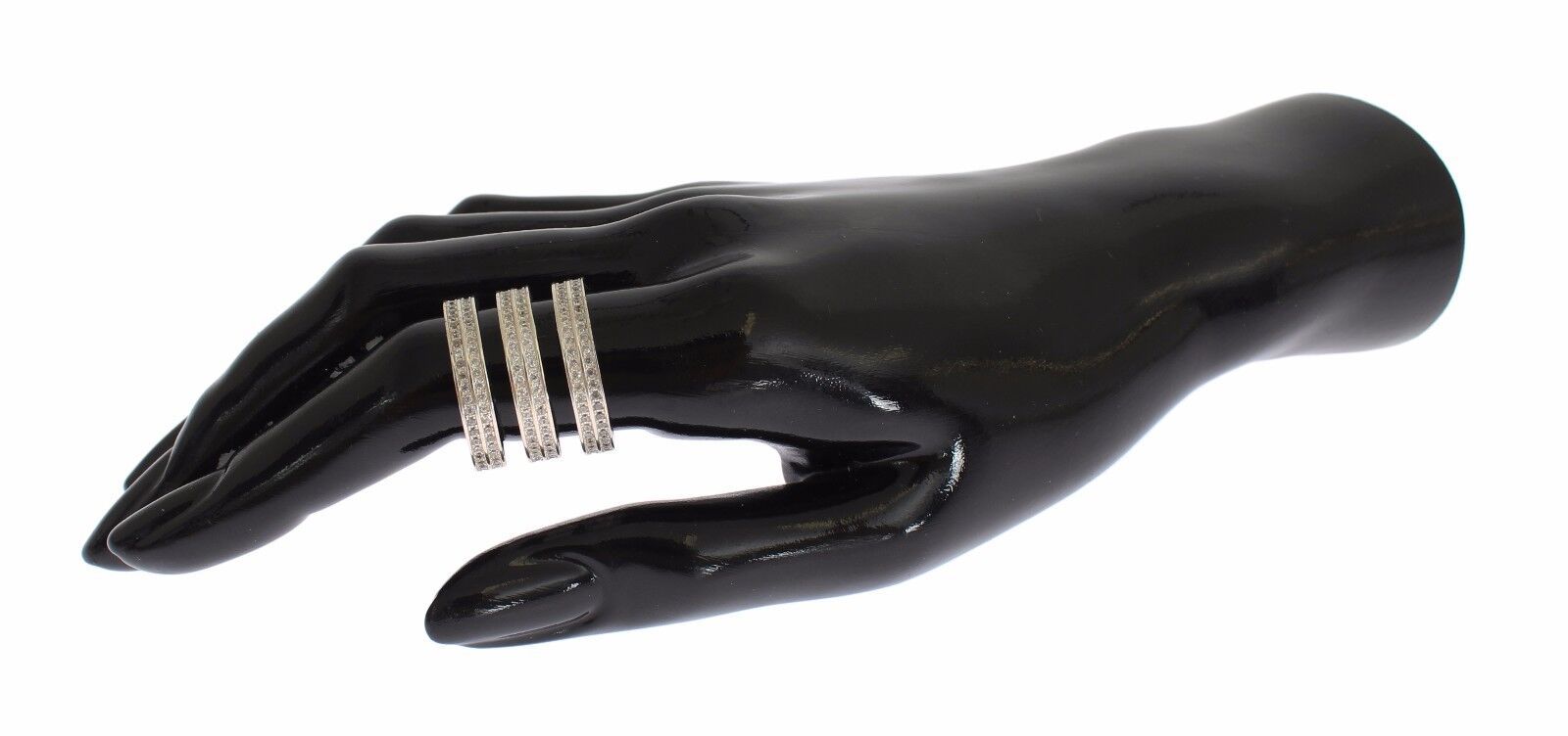 Silver Crystal Adorned Statement Ring - ventzia