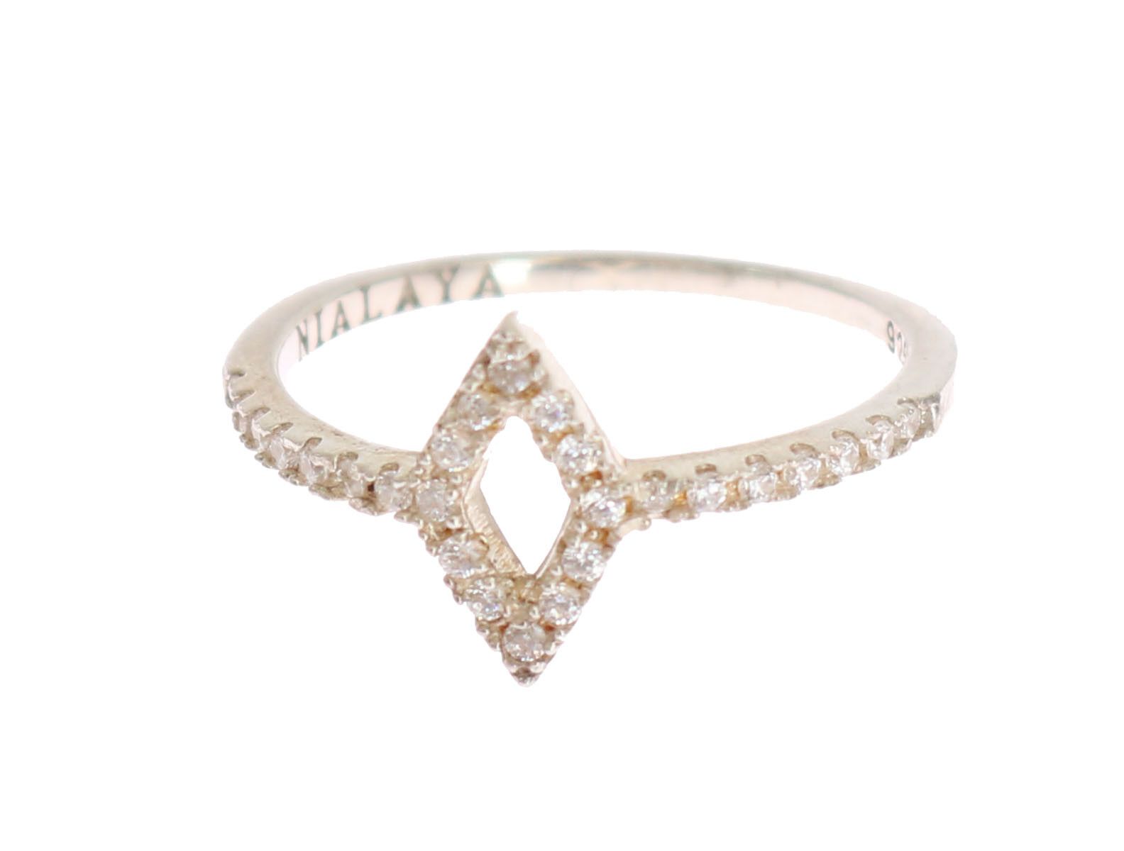 Elegant Silver CZ Crystal Studded Ring - ventzia