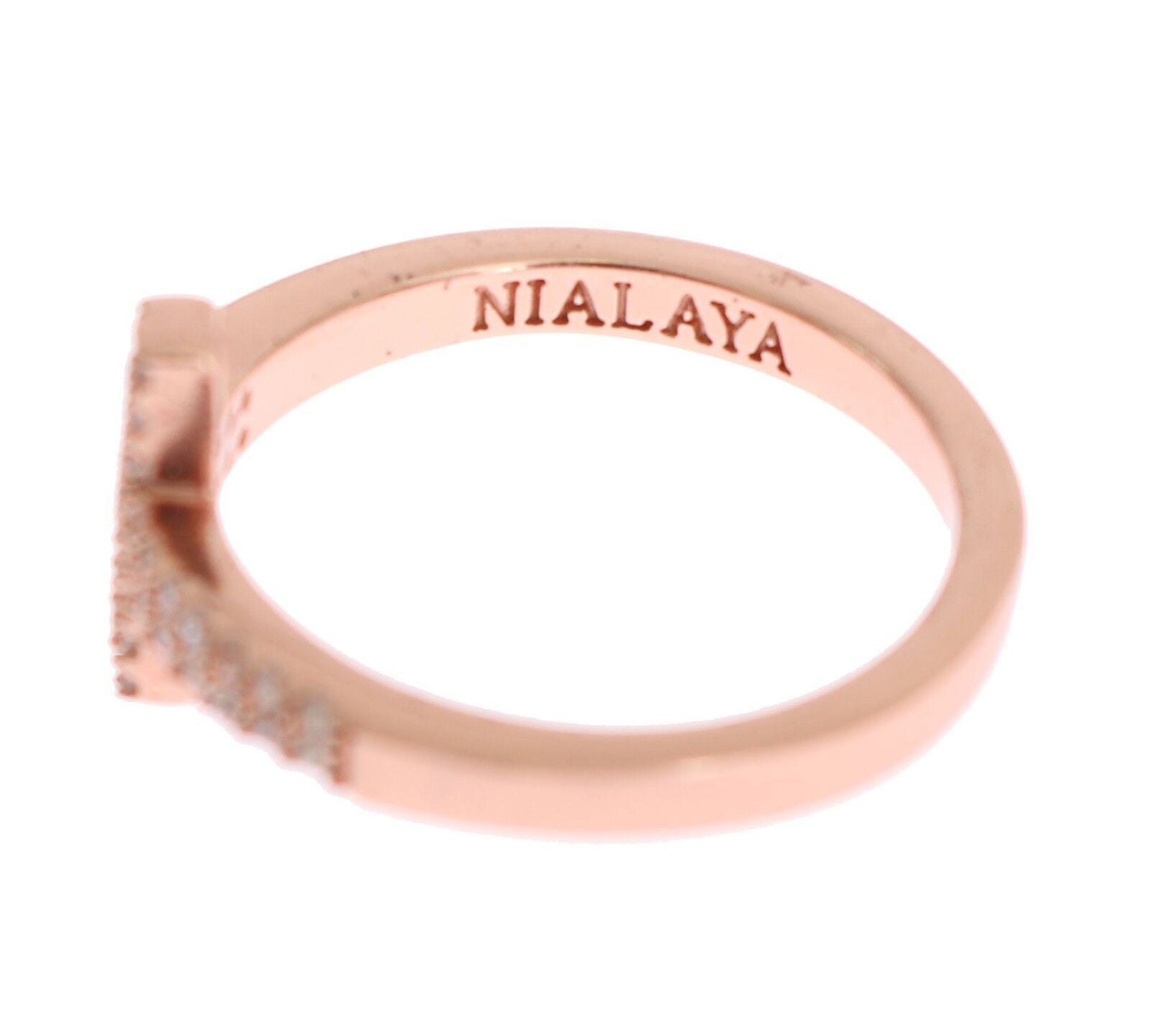 Pink Gold 925 Silver Womens Cross CZ Ring - ventzia