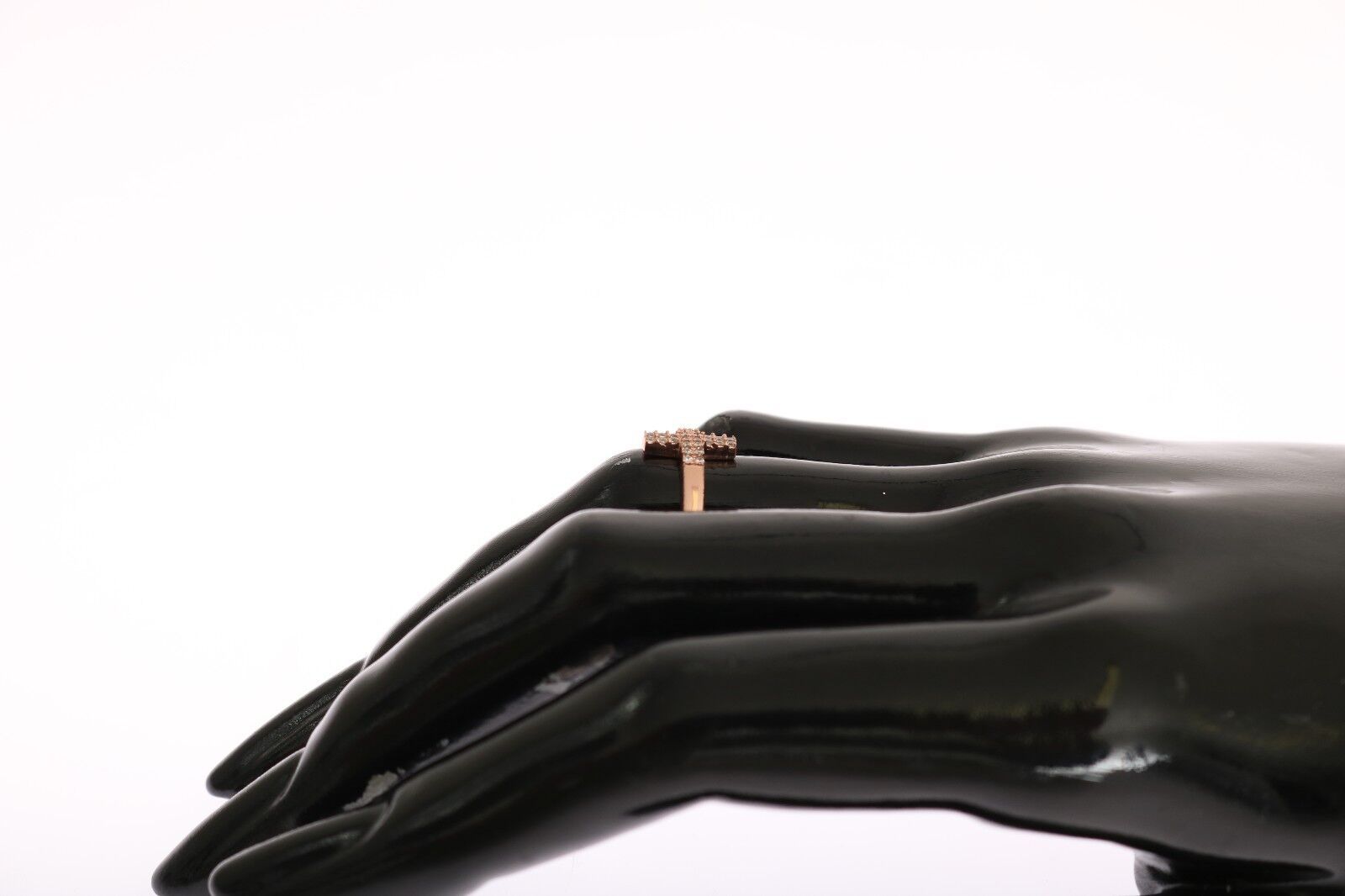 Pink Gold 925 Silver Womens Cross CZ Ring - ventzia