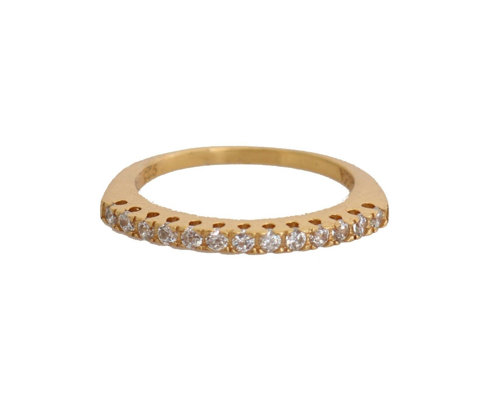 Gold Authentic Womens Clear CZ Gold 925 Silver Ring - ventzia