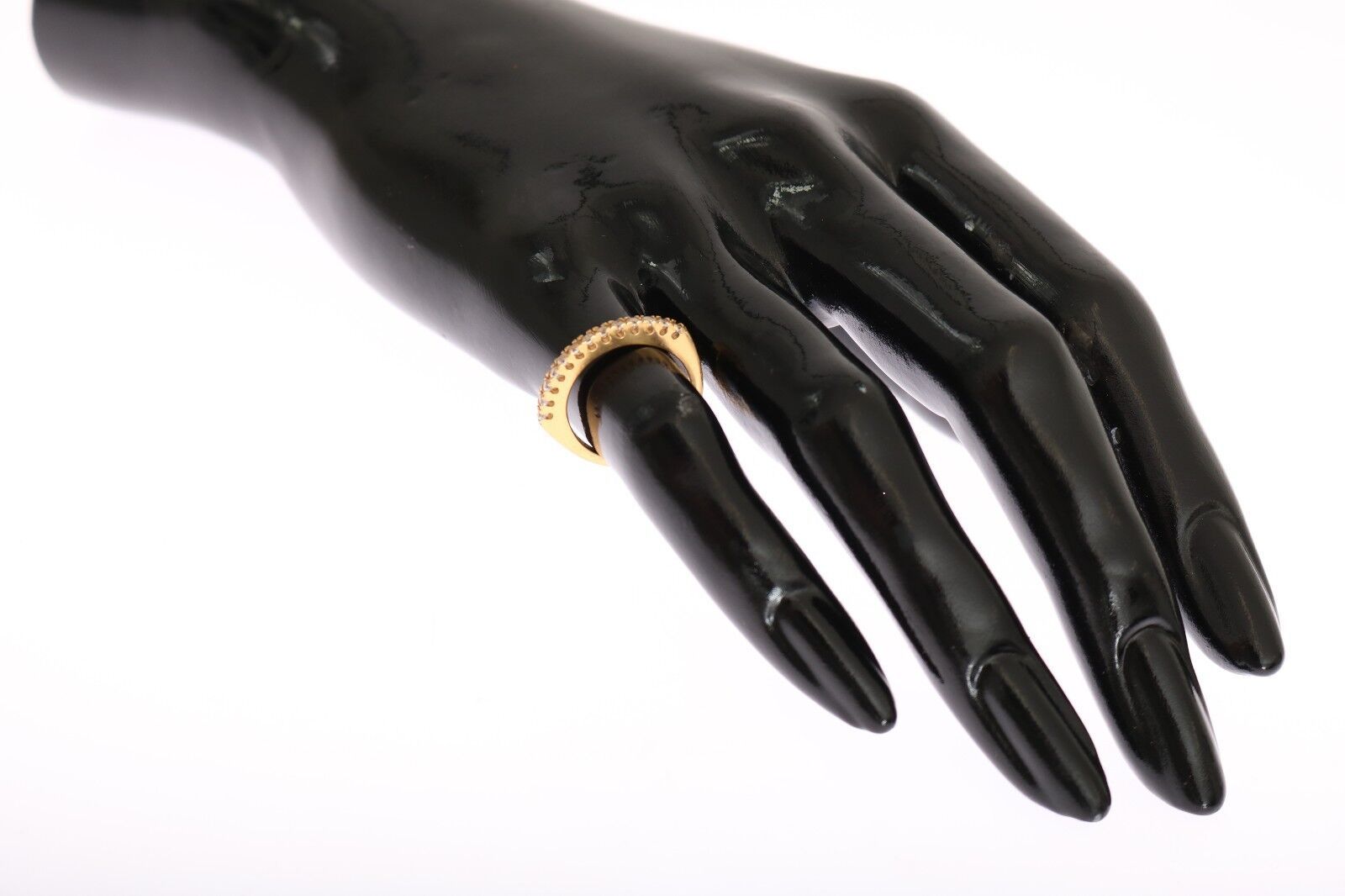 Gold Authentic Womens Clear CZ Gold 925 Silver Ring - ventzia