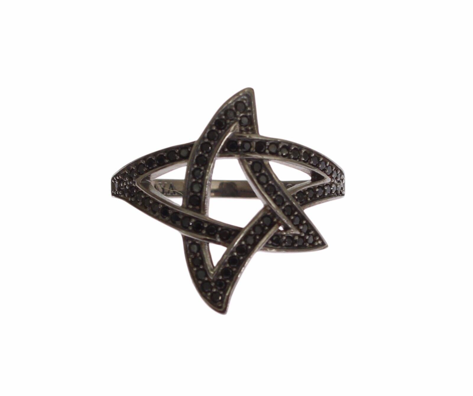 Chic Black Rhodium Silver CZ Crystal Ring - ventzia