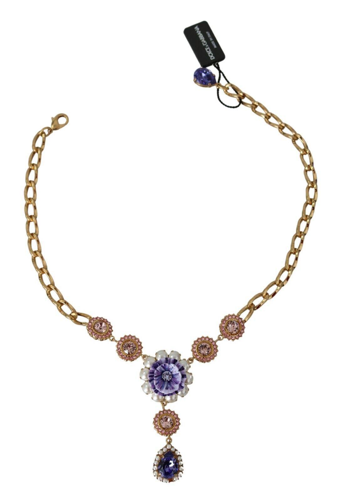 Elegant Gold Crystal Floral Charm Necklace - ventzia