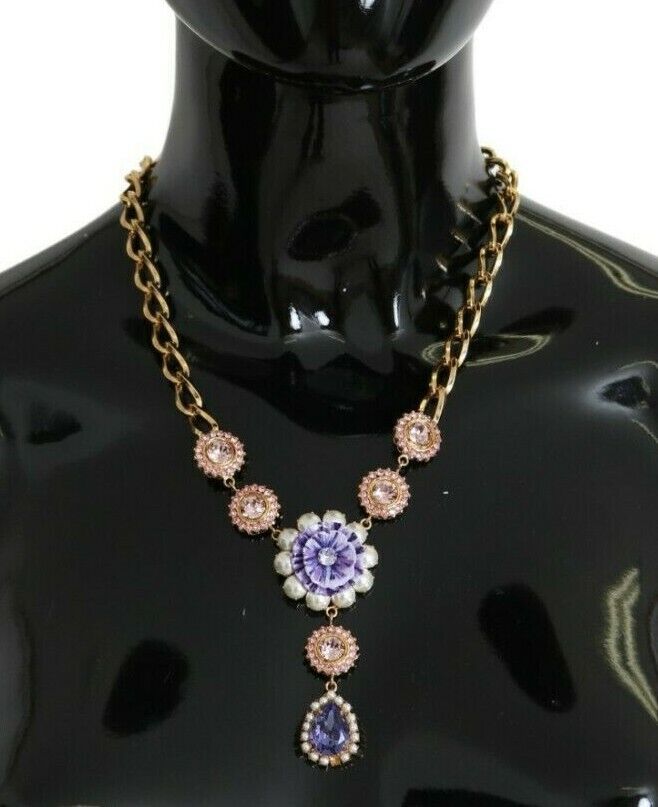 Elegant Gold Crystal Floral Charm Necklace - ventzia
