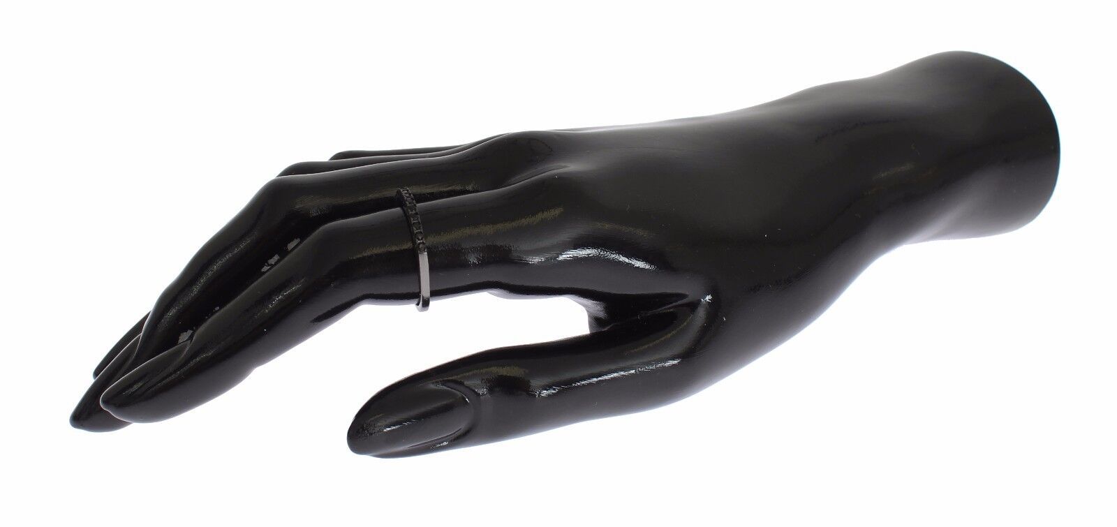 Elegant Black Crystal Sterling Silver Ring - ventzia