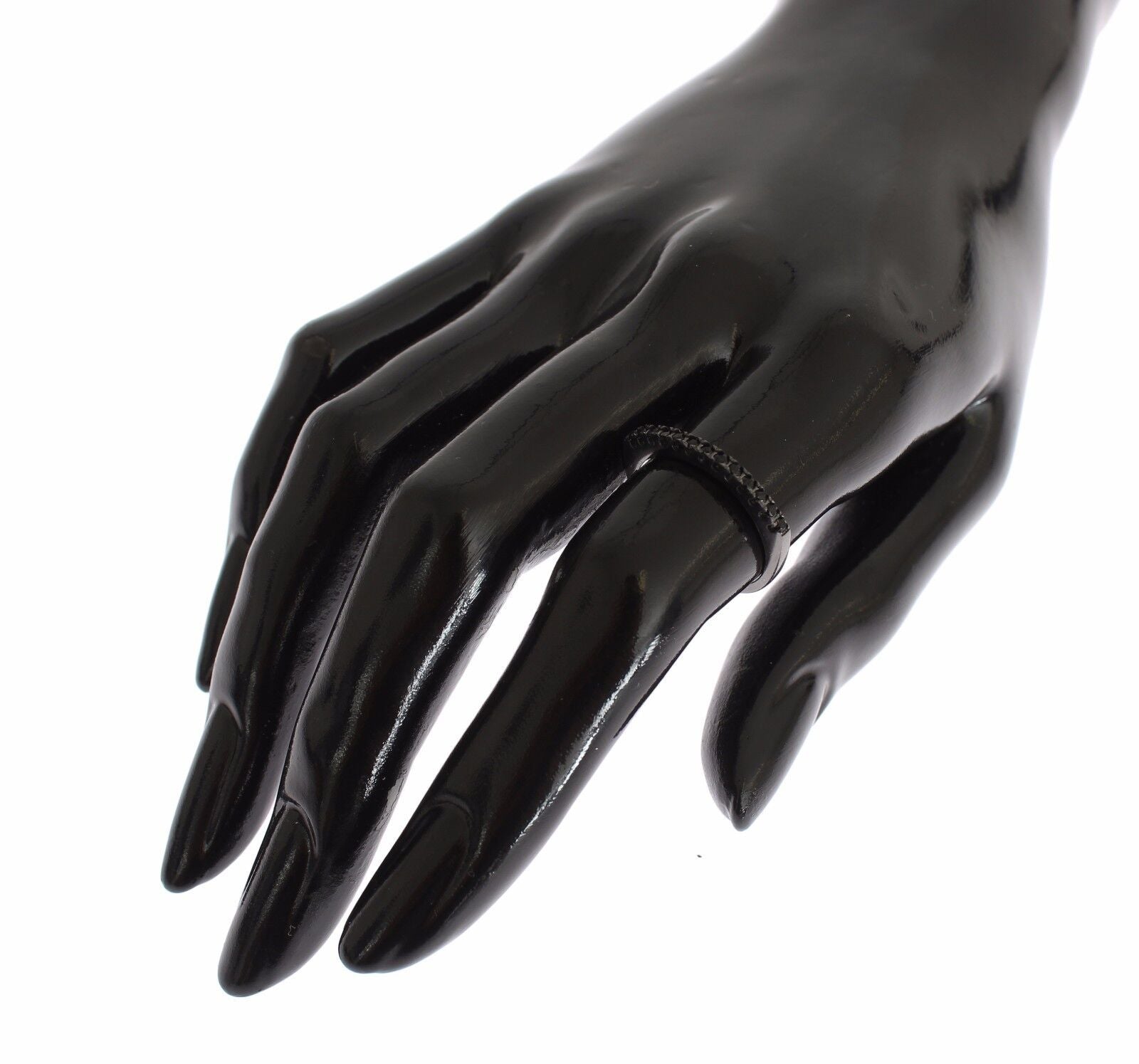 Elegant Black Crystal Sterling Silver Ring - ventzia