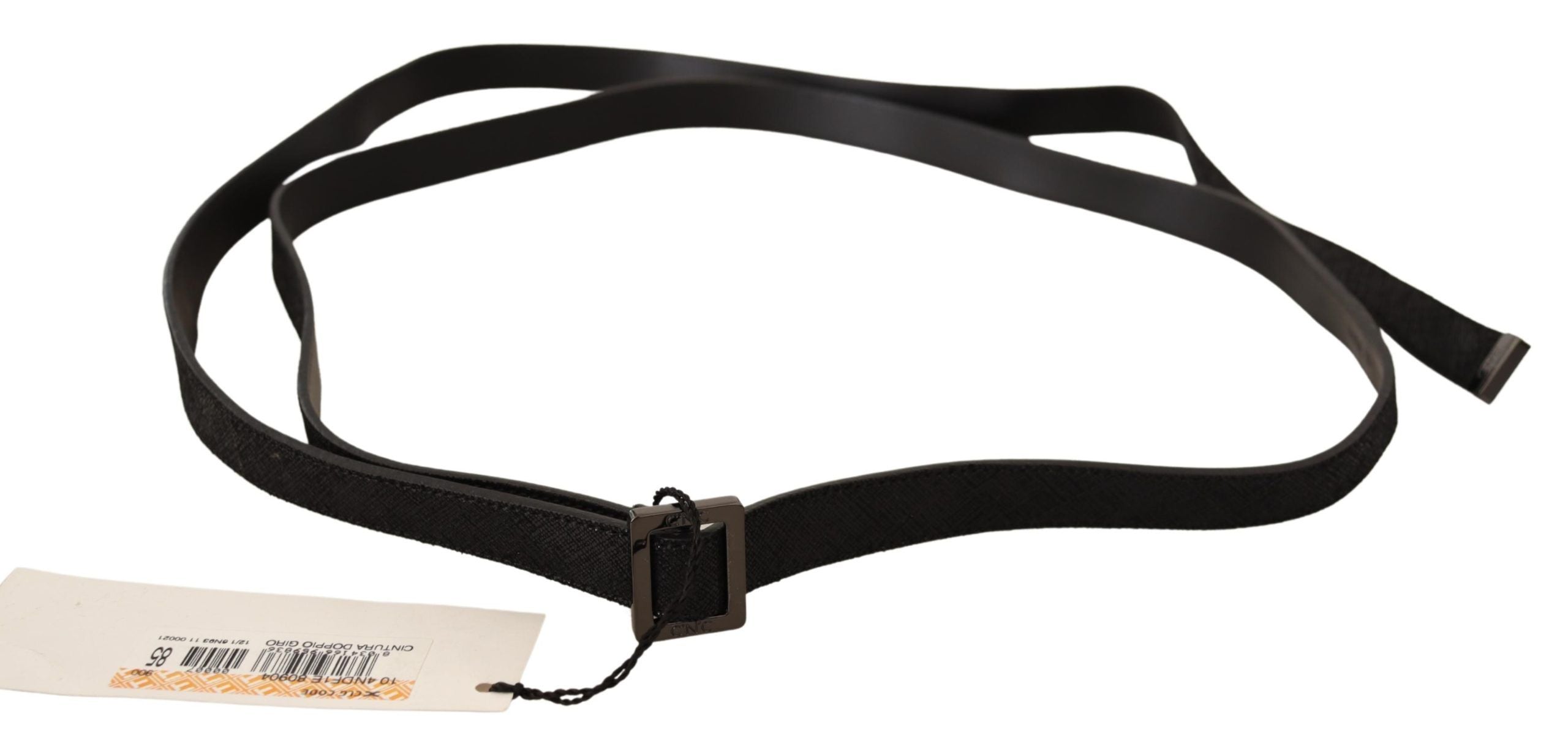 Chic Black Leather Fashion Belt with Metal Buckle - ventzia