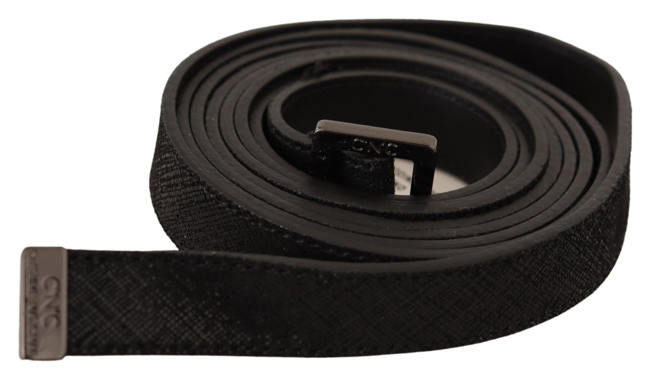 Chic Black Leather Fashion Belt with Metal Buckle - ventzia