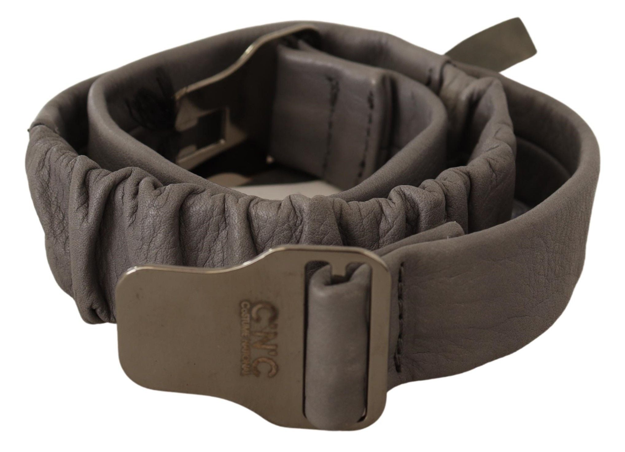 Elegant Gray Leather Fashion Belt - ventzia