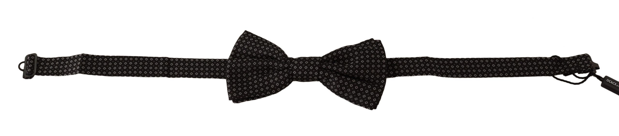 Elegant Black Patterned Silk Bow Tie - ventzia