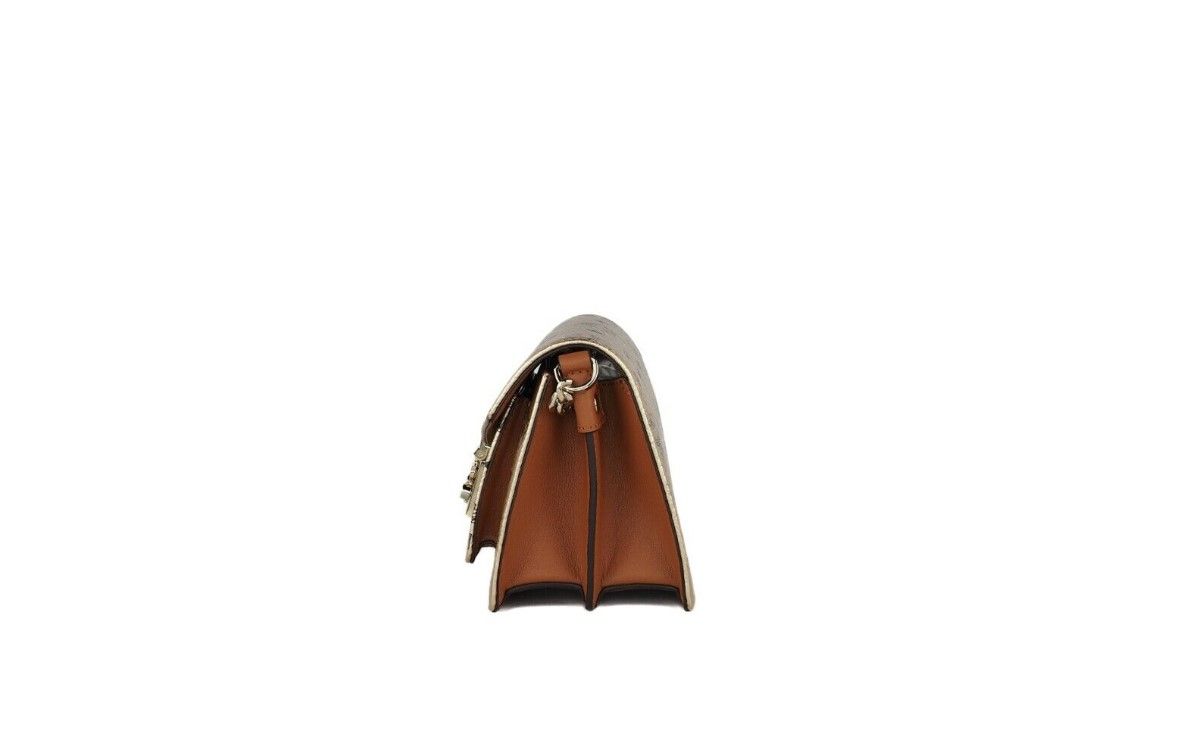 Signature Berlin Gold Diamond Logo Leather Mini Flap Lock Crossbody Handbag - ventzia