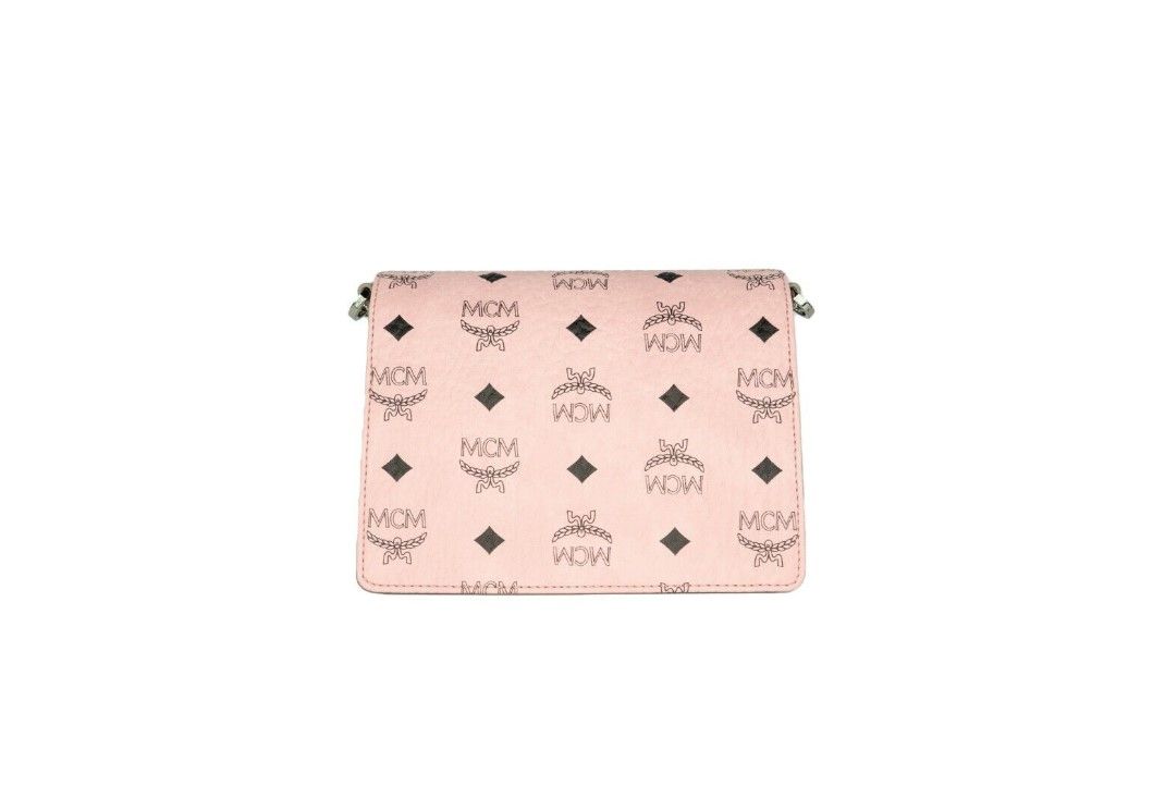 Signature Soft Pink Diamond Logo Leather Mini Flap Lock Crossbody Handbag - ventzia