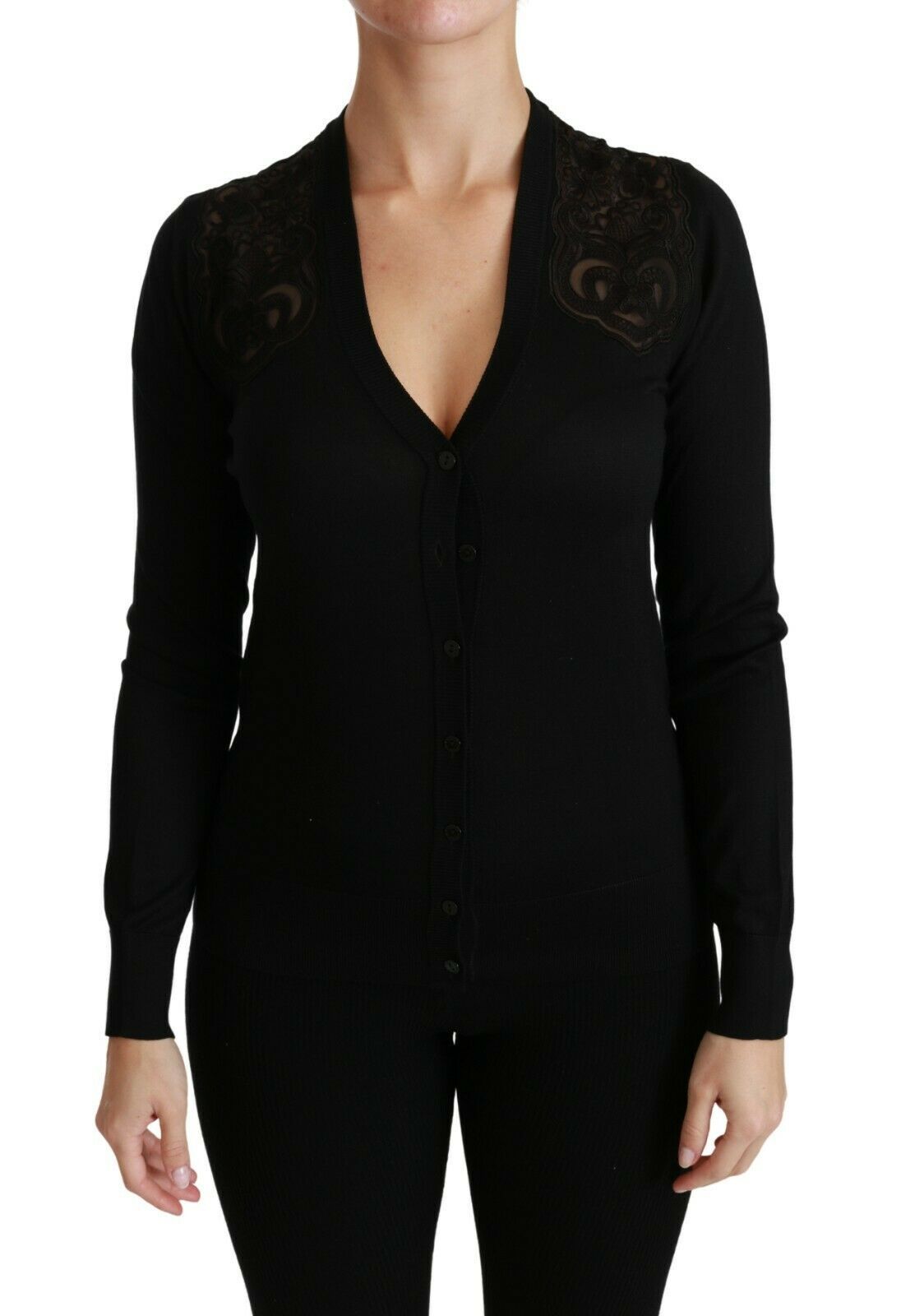 Black Lace Sweater Cardigan Sweater - ventzia