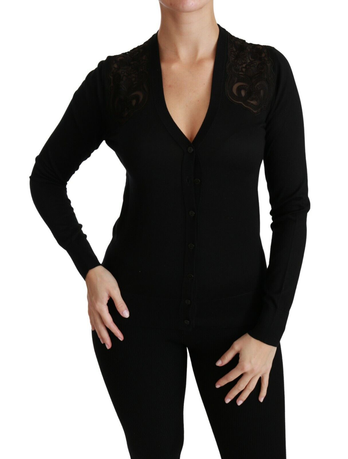 Black Lace Sweater Cardigan Sweater - ventzia