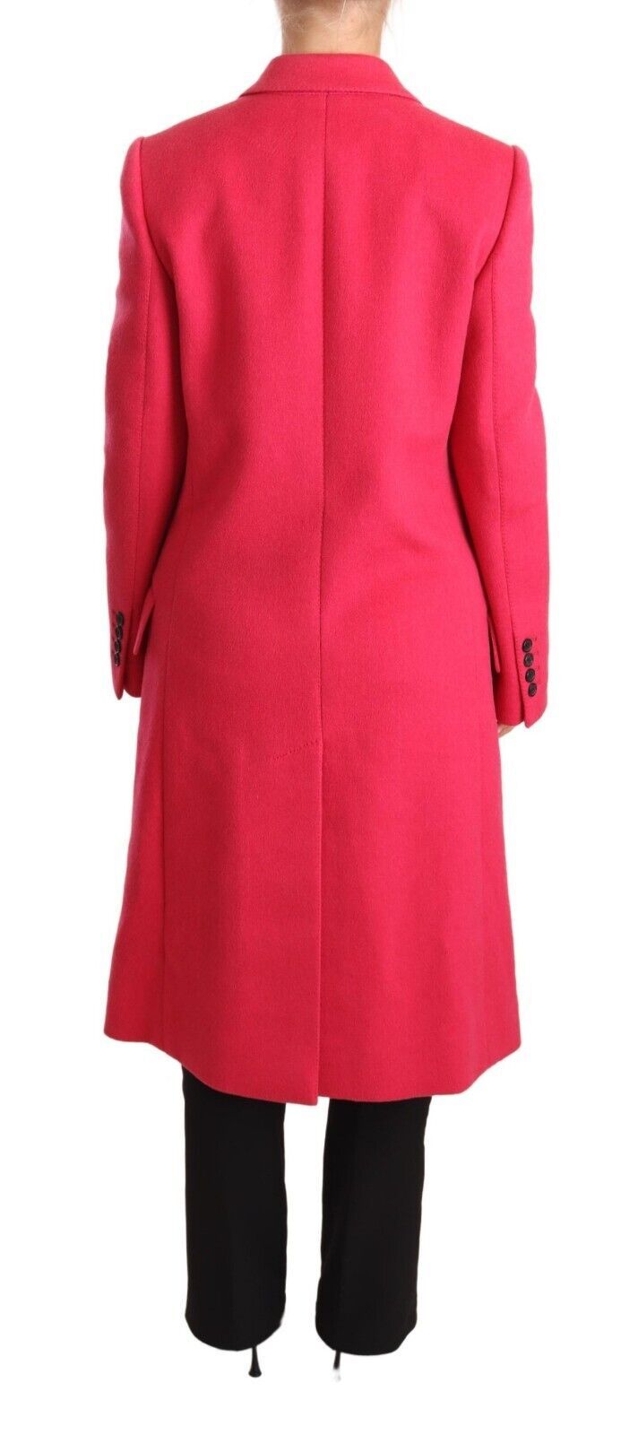 Elegant Pink Wool-Cashmere Coat - ventzia