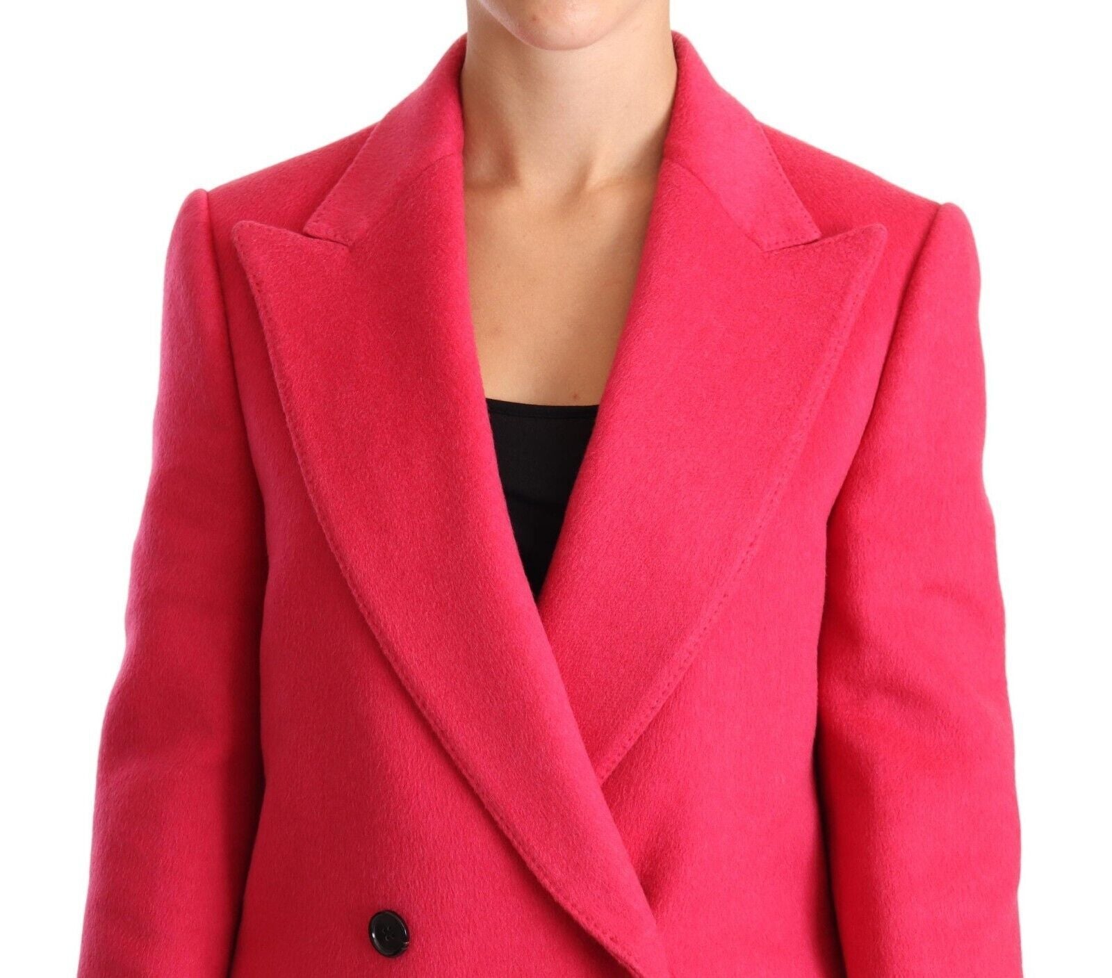 Elegant Pink Wool-Cashmere Coat - ventzia