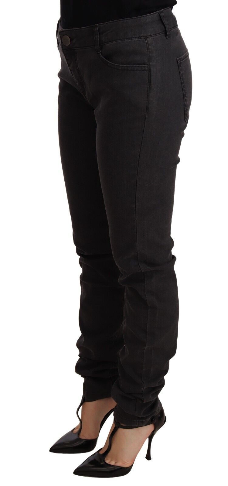 Chic Mid Waist Skinny Black Denim - ventzia