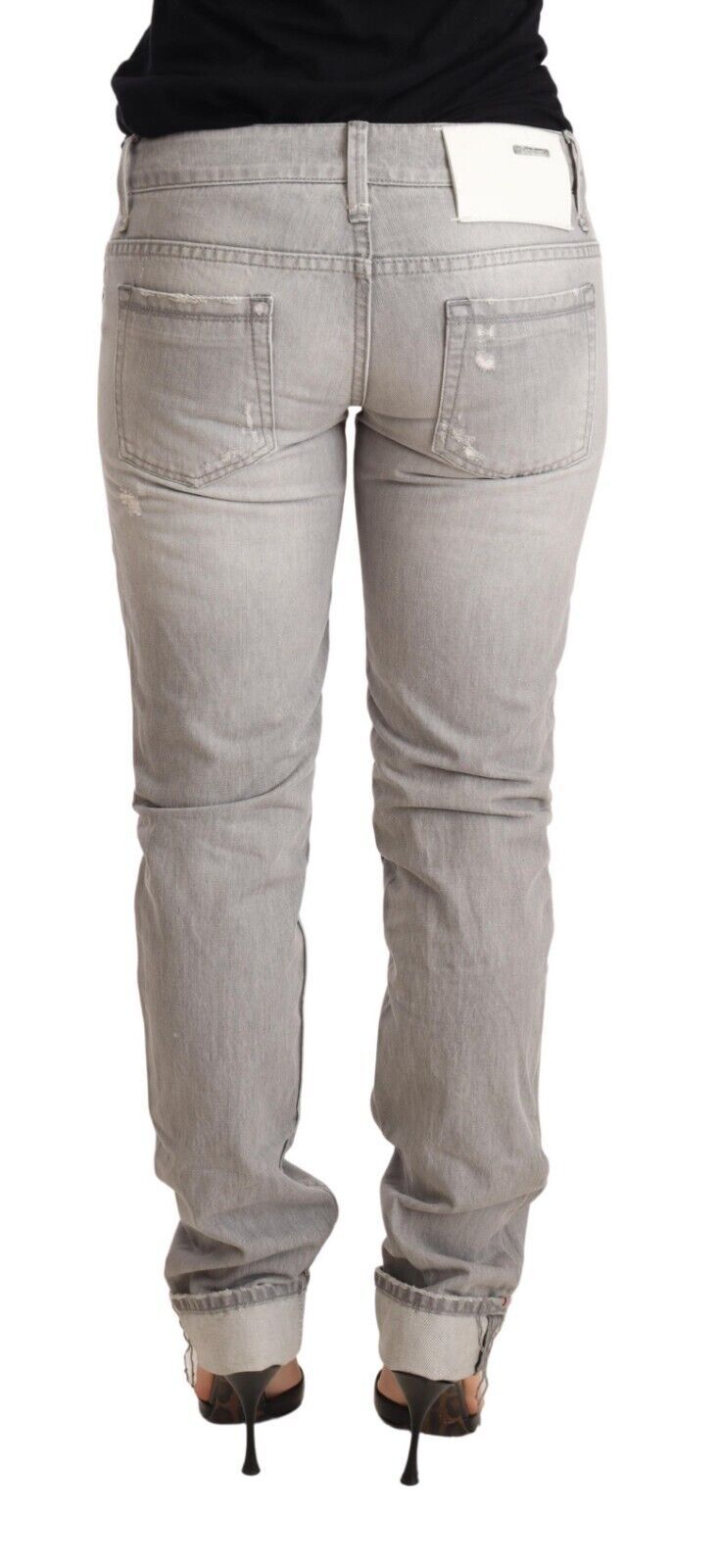 Chic Slim Fit Tattered Gray Wash Jeans - ventzia