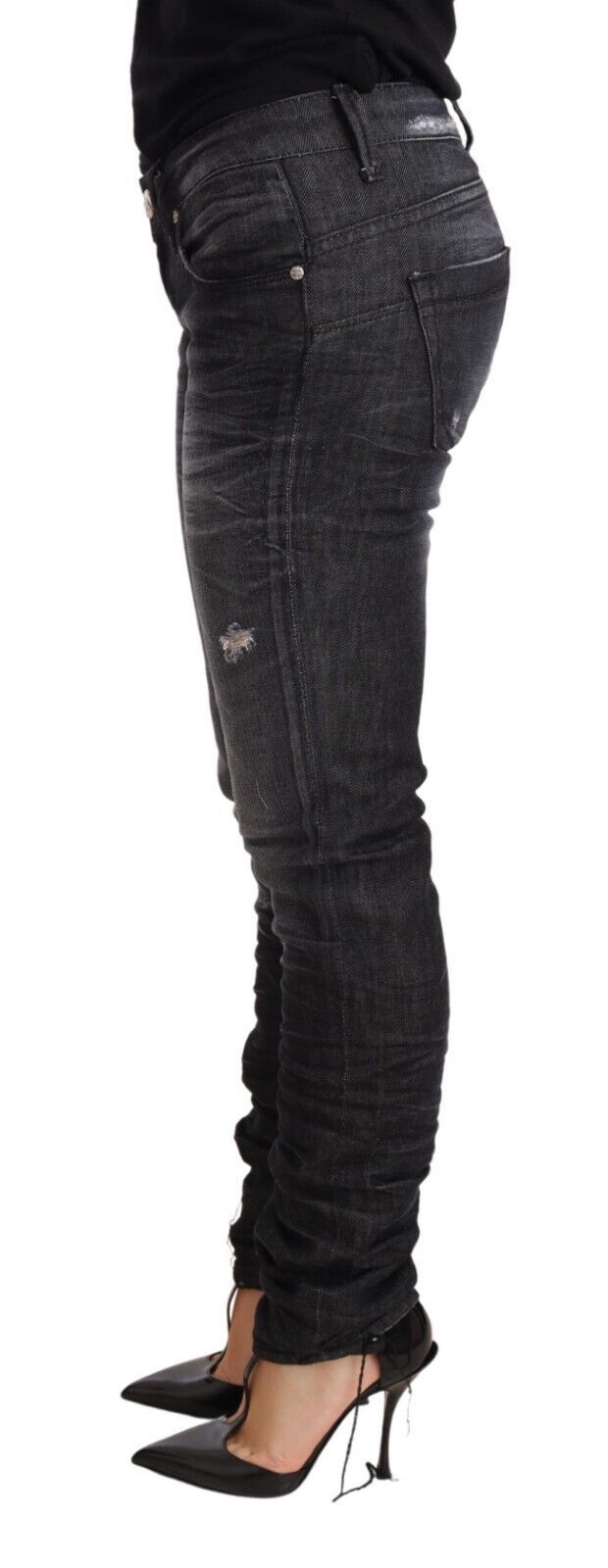 Elegant Low Waist Skinny Black Denim - ventzia
