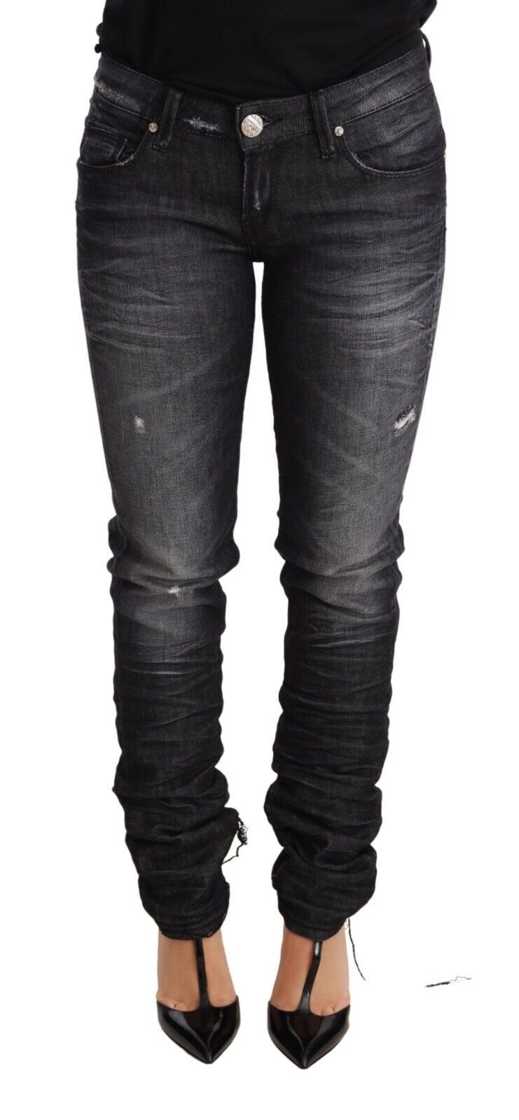 Elegant Low Waist Skinny Black Denim - ventzia