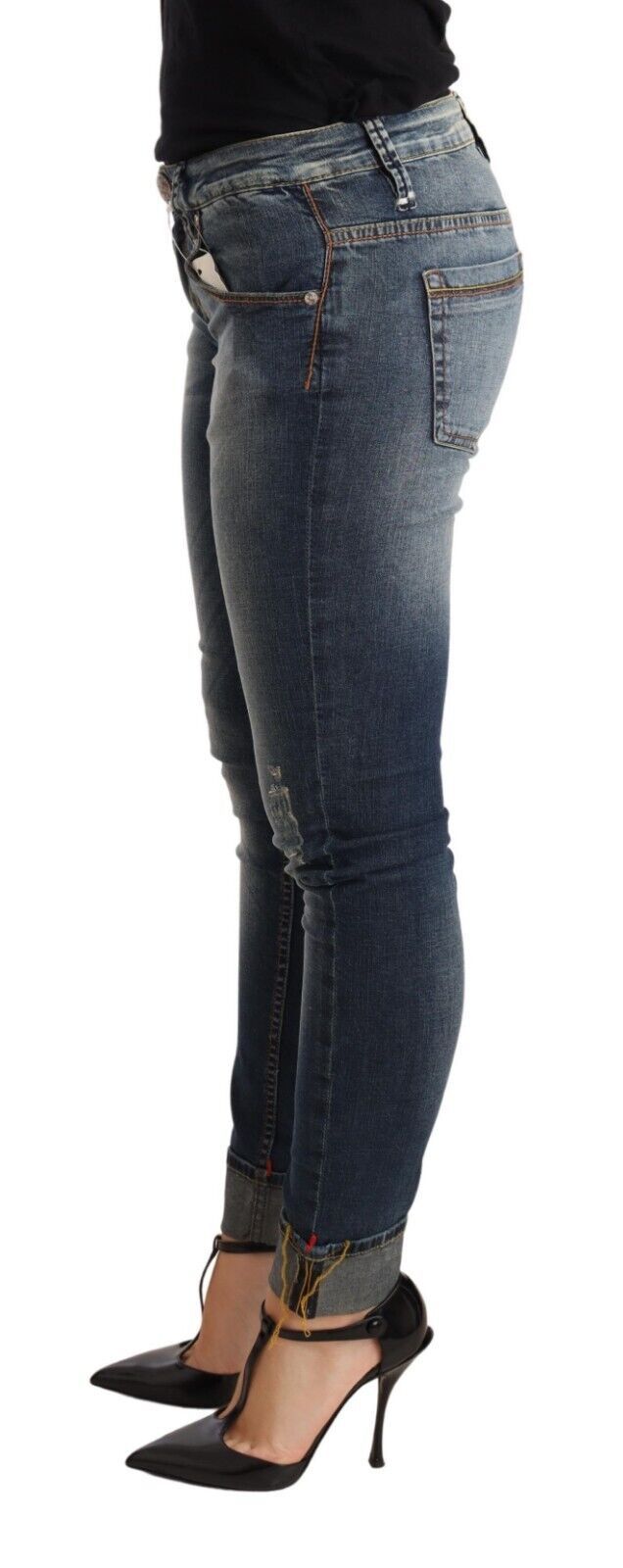 Chic Blue Washed Skinny Denim - ventzia