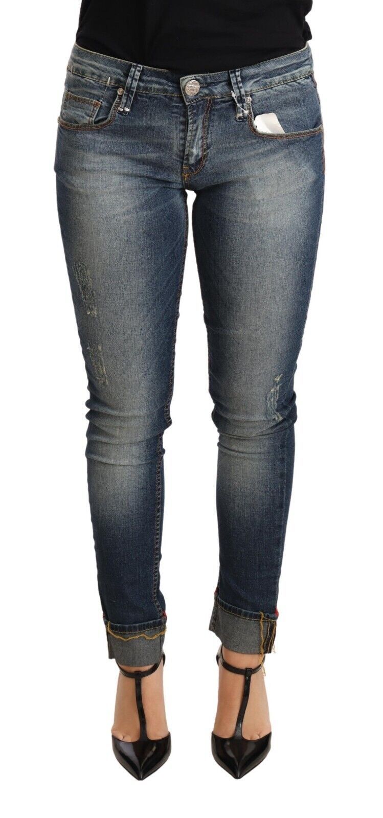 Chic Blue Washed Skinny Denim - ventzia