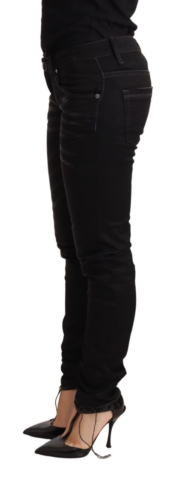 Sleek Black Washed Skinny Jeans - ventzia