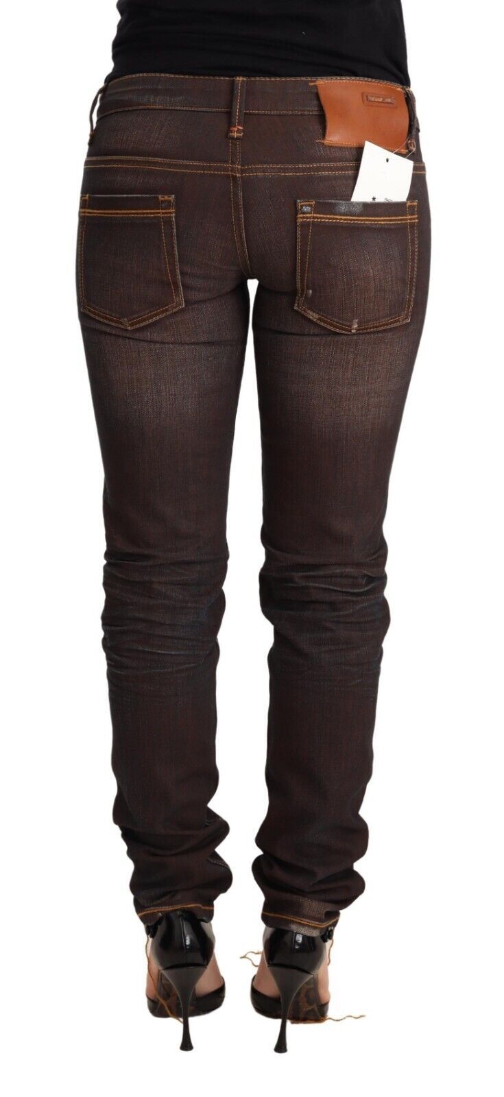 Chic Low Waist Skinny Brown Jeans - ventzia