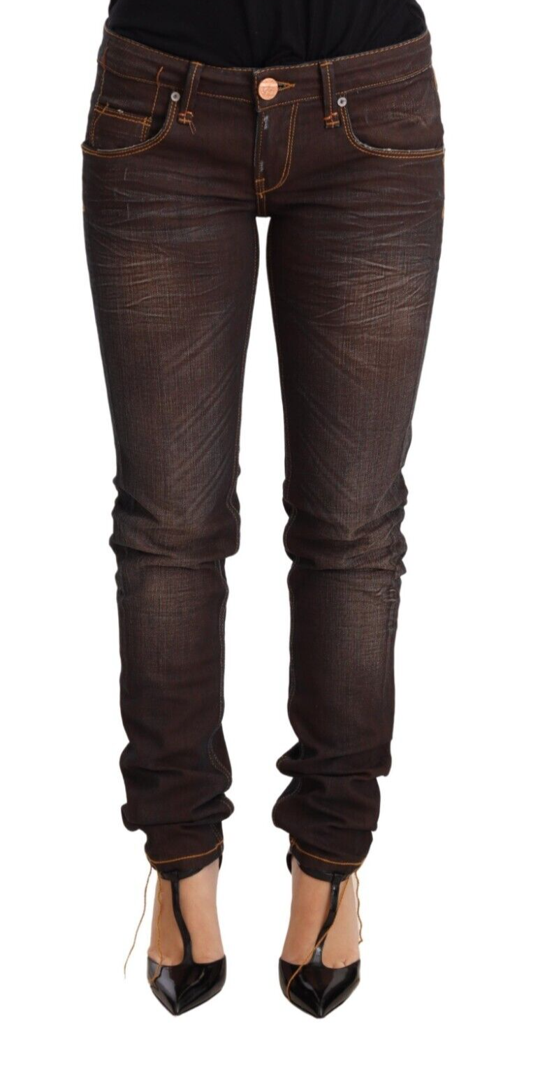 Chic Low Waist Skinny Brown Jeans - ventzia