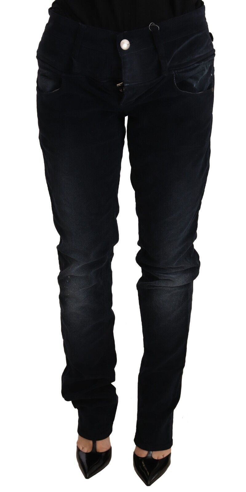 Elegant Dark Blue Slim-Fit Denim - ventzia