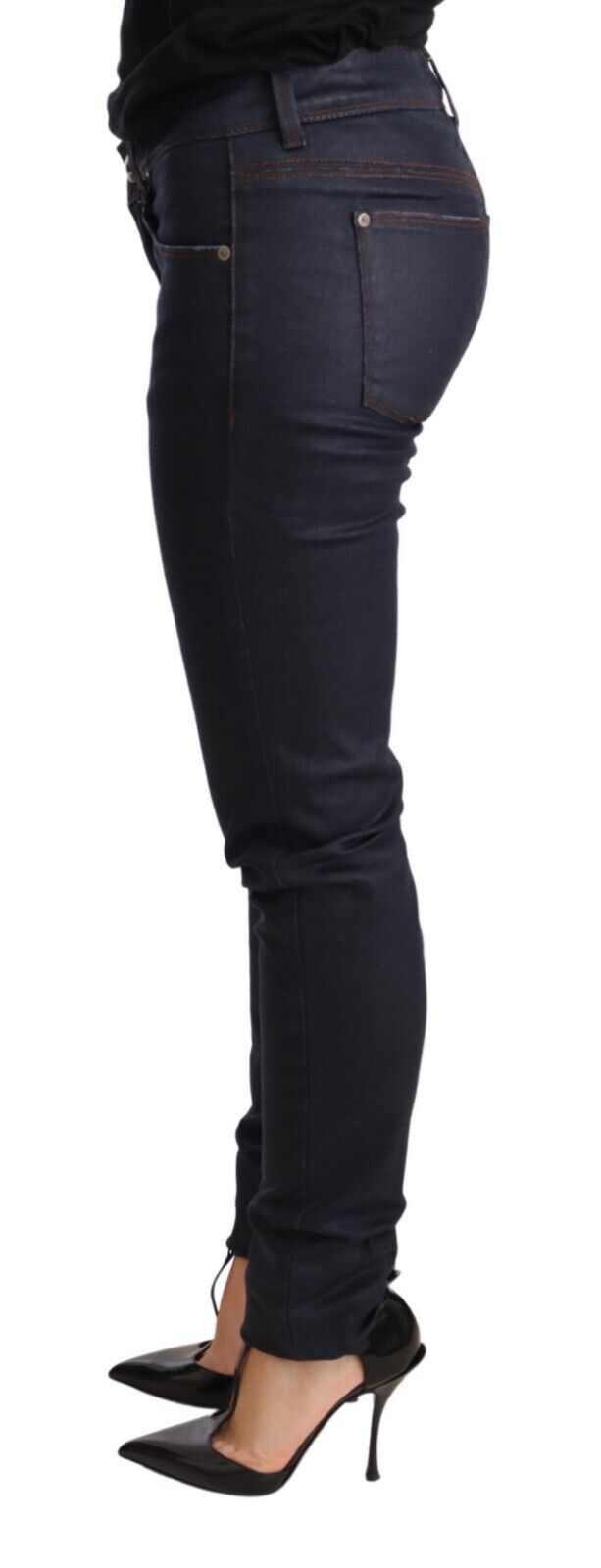 Chic Dark Blue Low Waist Skinny Jeans - ventzia