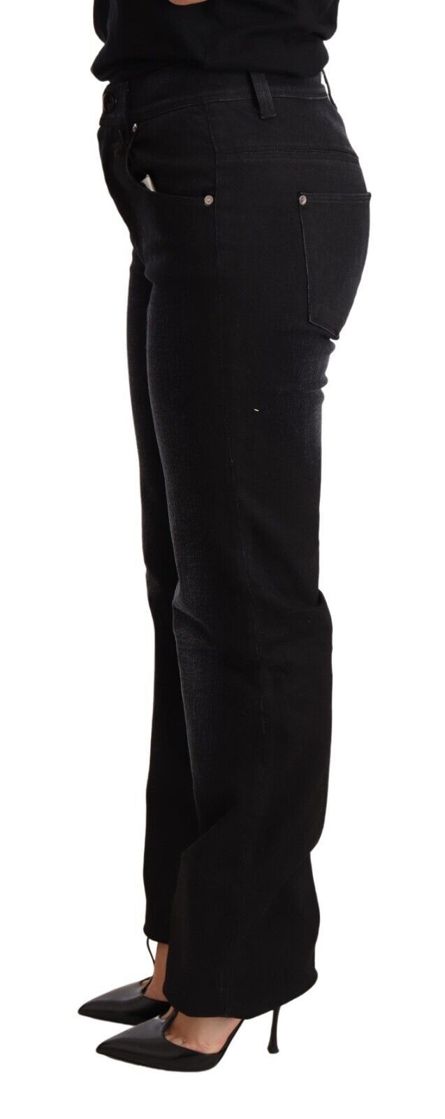 Chic Black Washed Straight Cut Jeans - ventzia