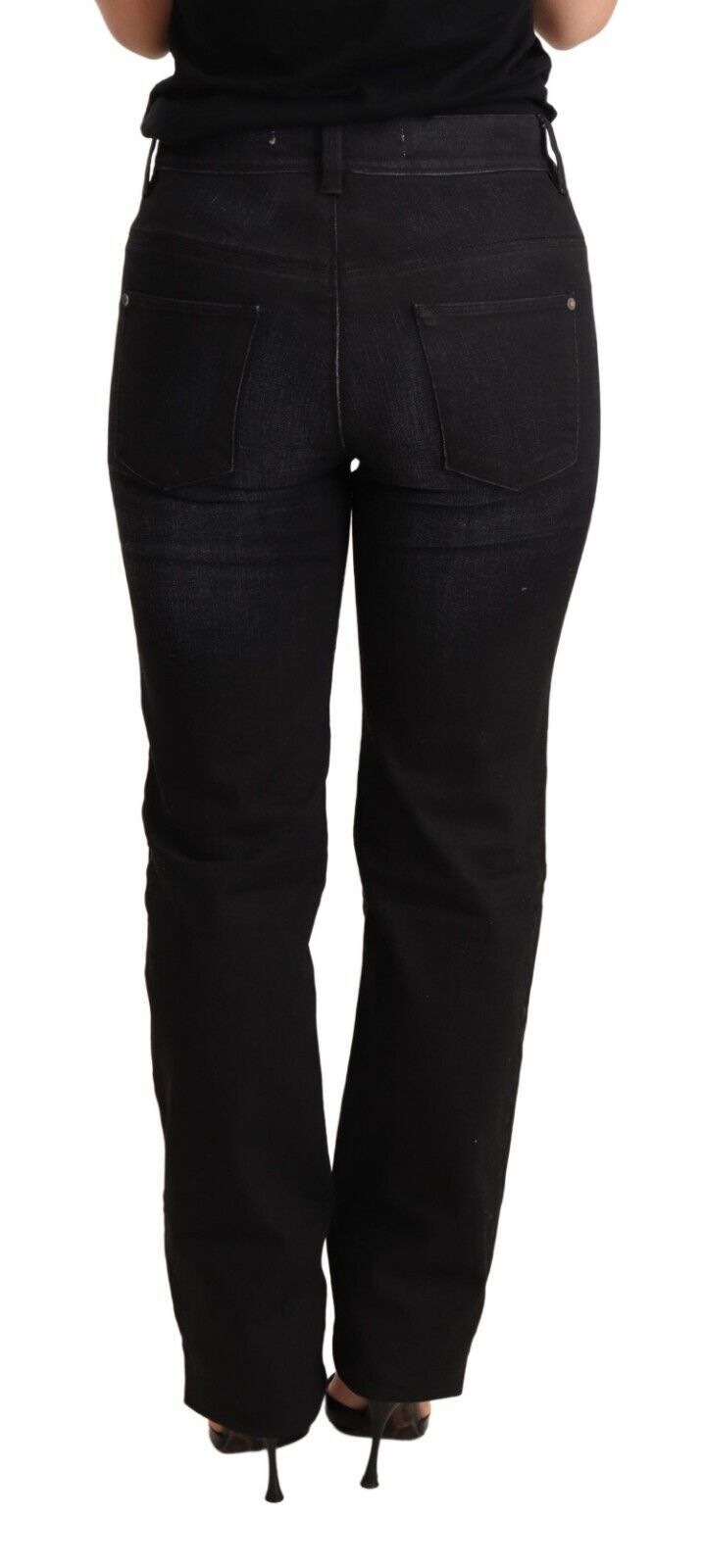 Chic Black Washed Straight Cut Jeans - ventzia