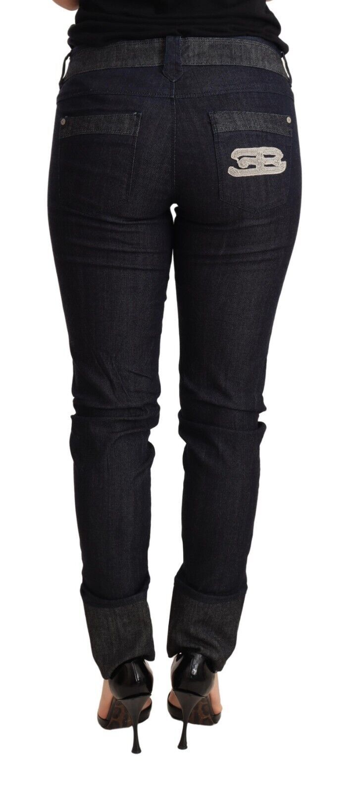 Chic Dark Blue Skinny Trouser Jeans - ventzia