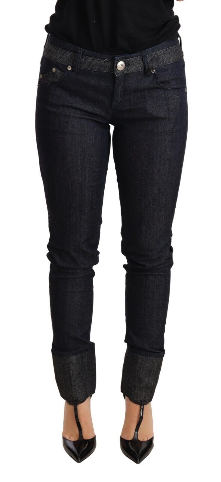 Chic Dark Blue Skinny Trouser Jeans - ventzia