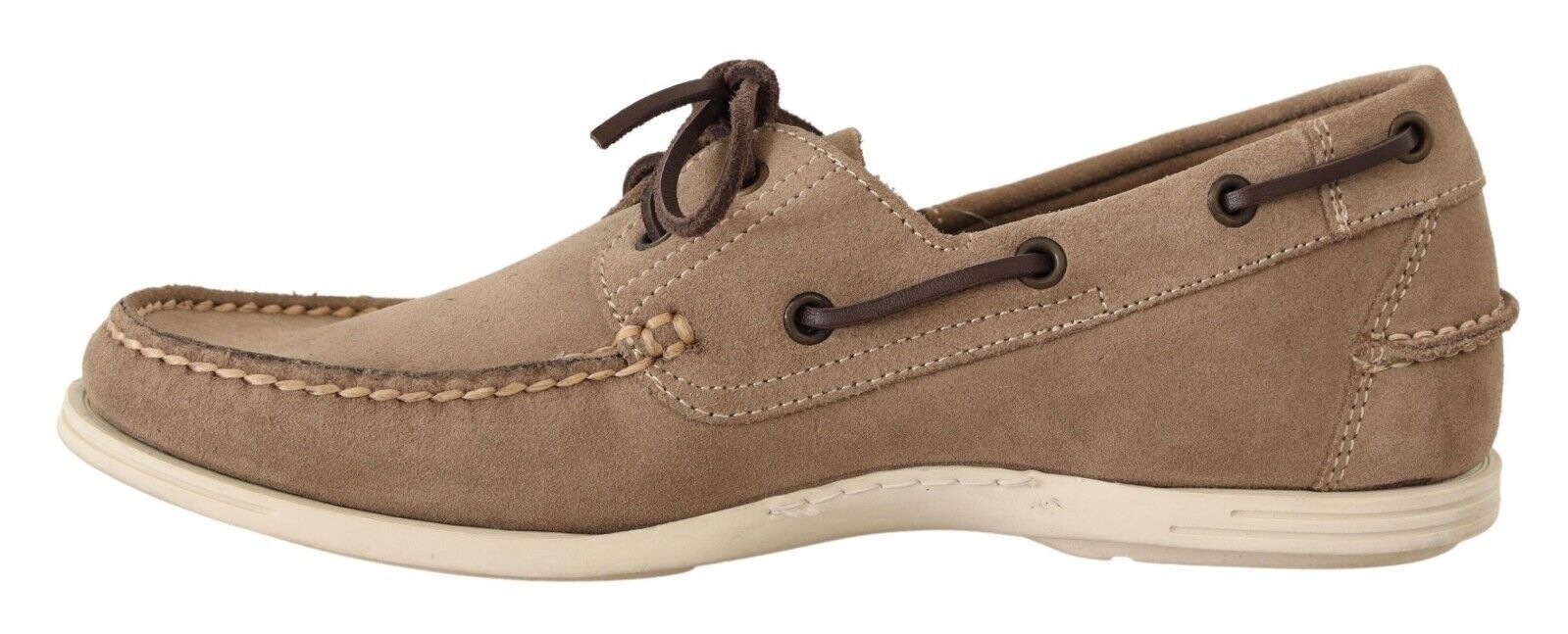 Elegant Beige Suede Moccasins for the Discerning Gentleman - ventzia